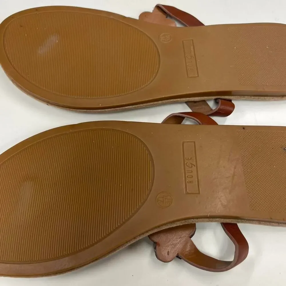 Brown leather sandals with floral - Picture 2 of 2